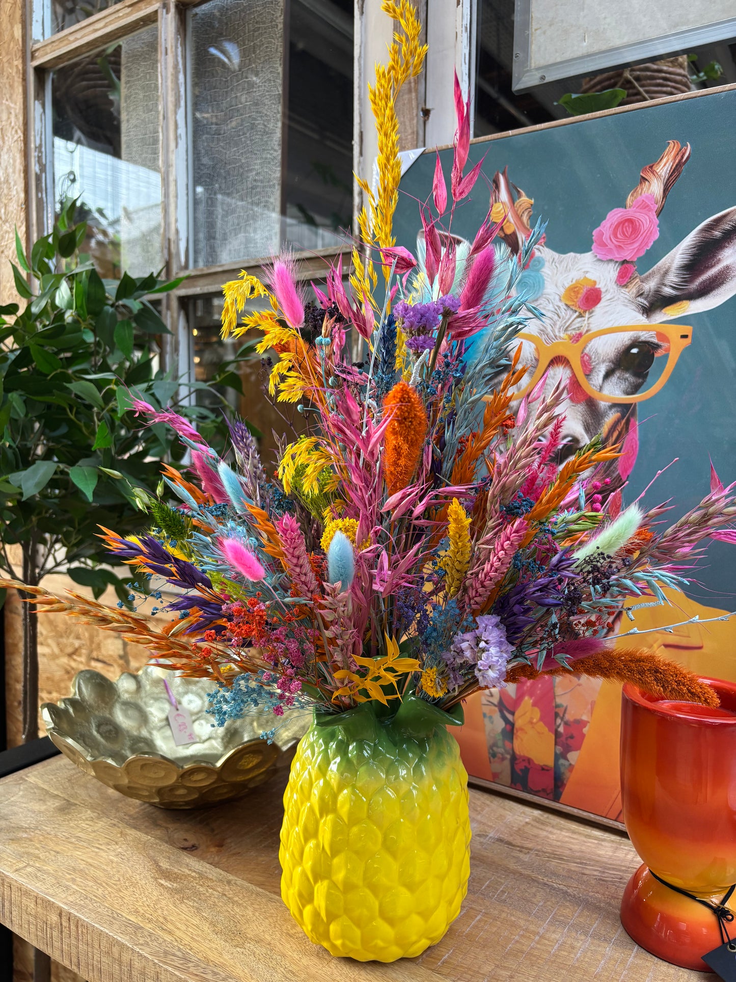 DK ananas vaas & droogbloemen