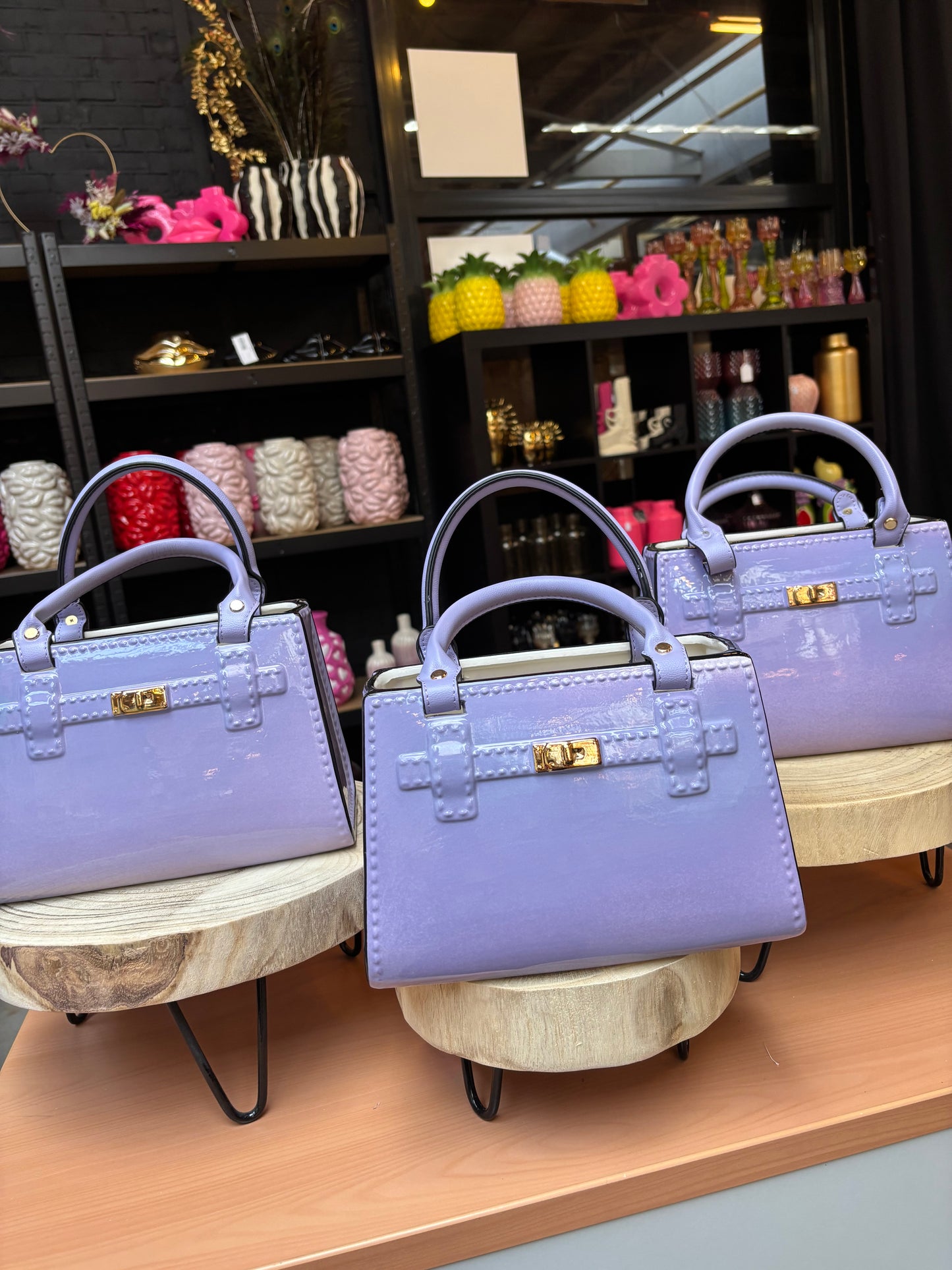 Exclusieve bag vase purple & Gold