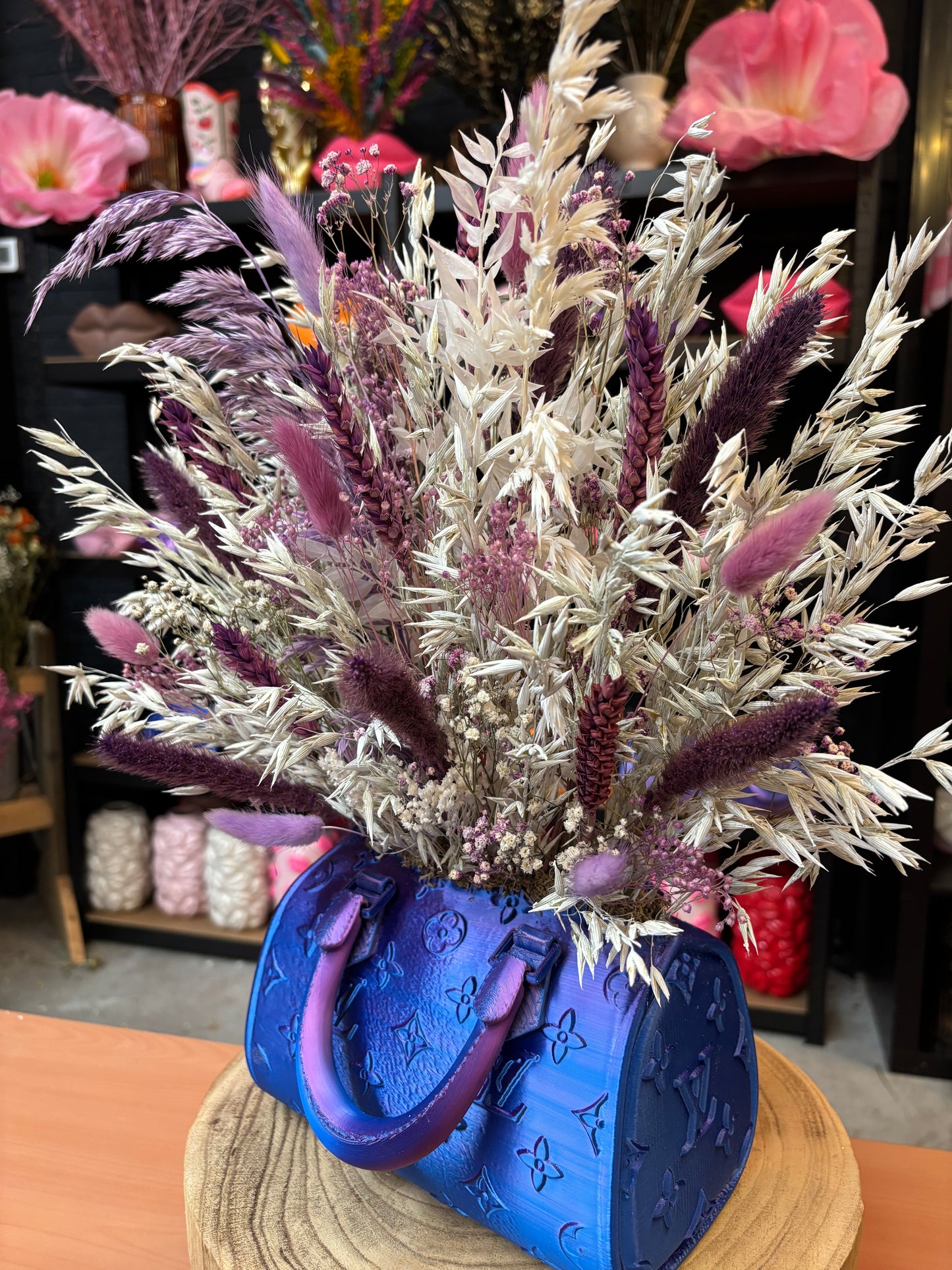 Bag vase neon & Flowers Cloudy