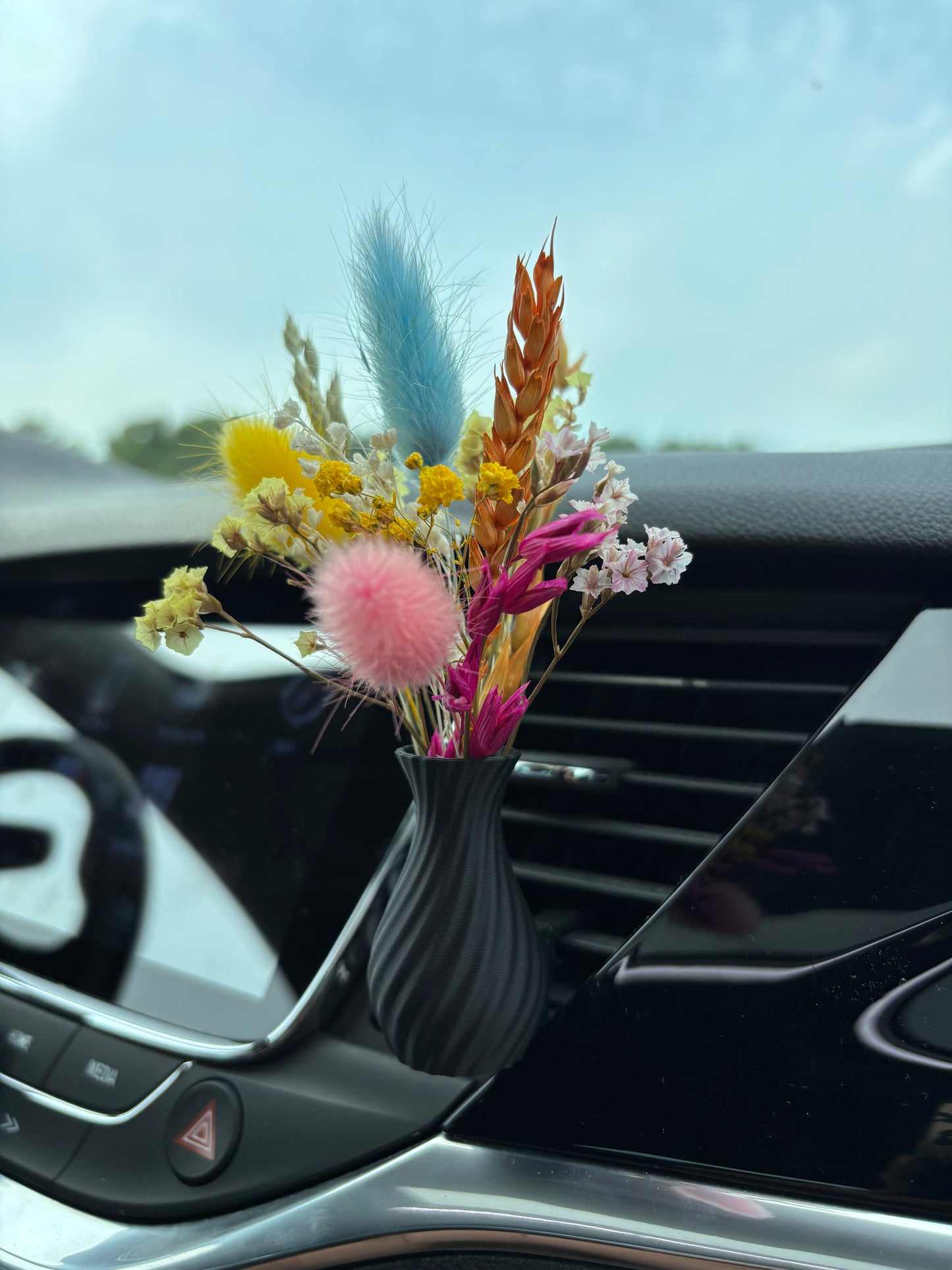 Auto vaasje & droogbloemen