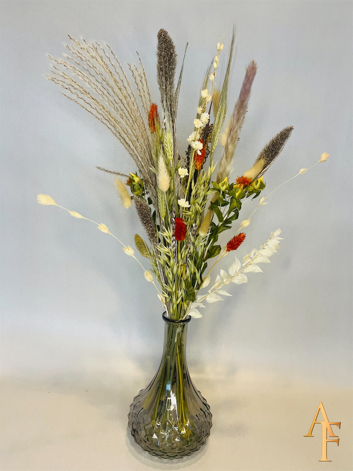 Vaas & droogbloemen mix naturel