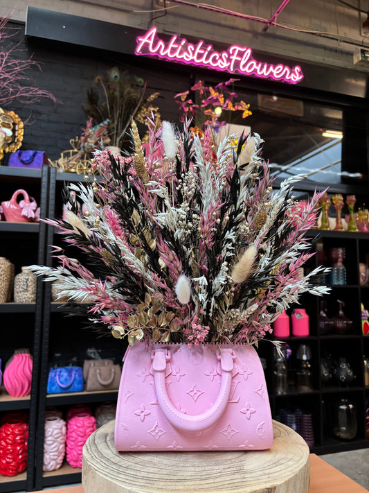 Bag vase pink & Flowers Chique