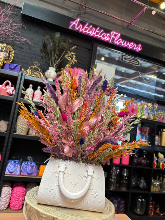 Bag vase creme & Flowers pastel