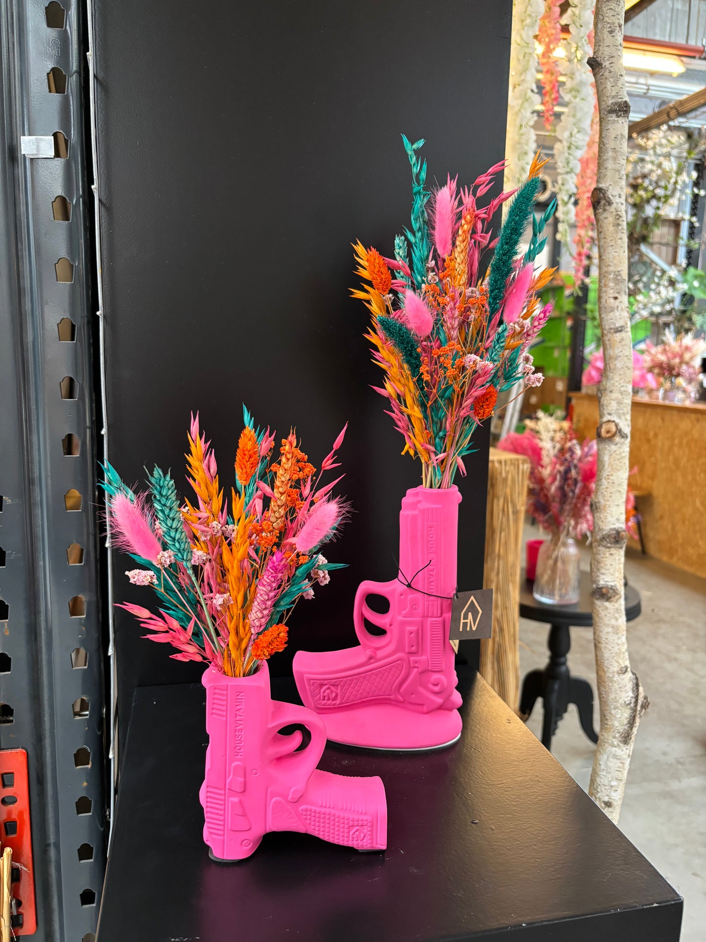 HV Gun vase & Smaragd droogbloemen