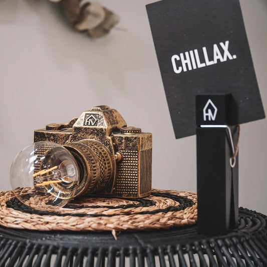 HV strike a pose camera lamp goud