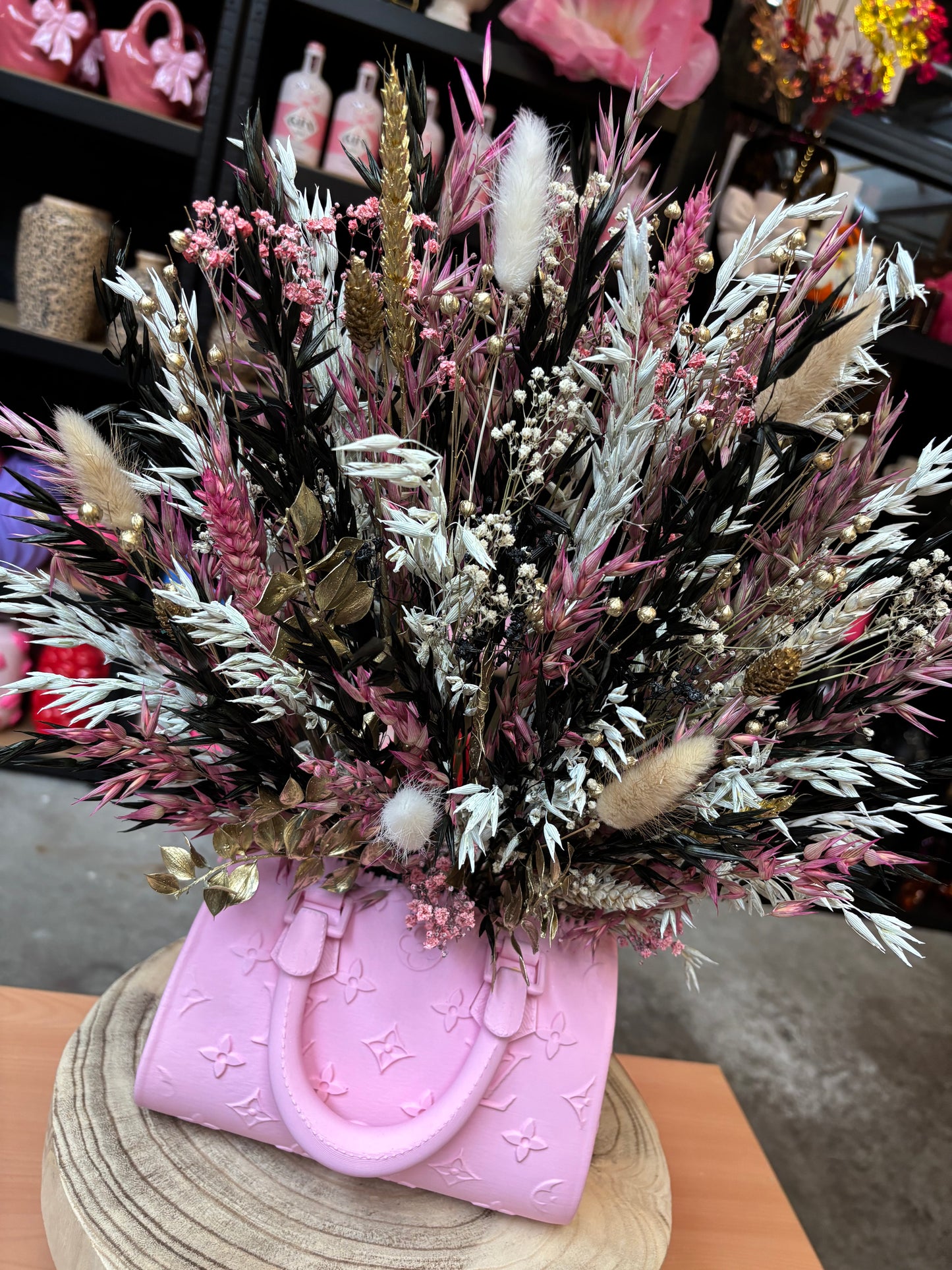Bag vase pink & Flowers Chique