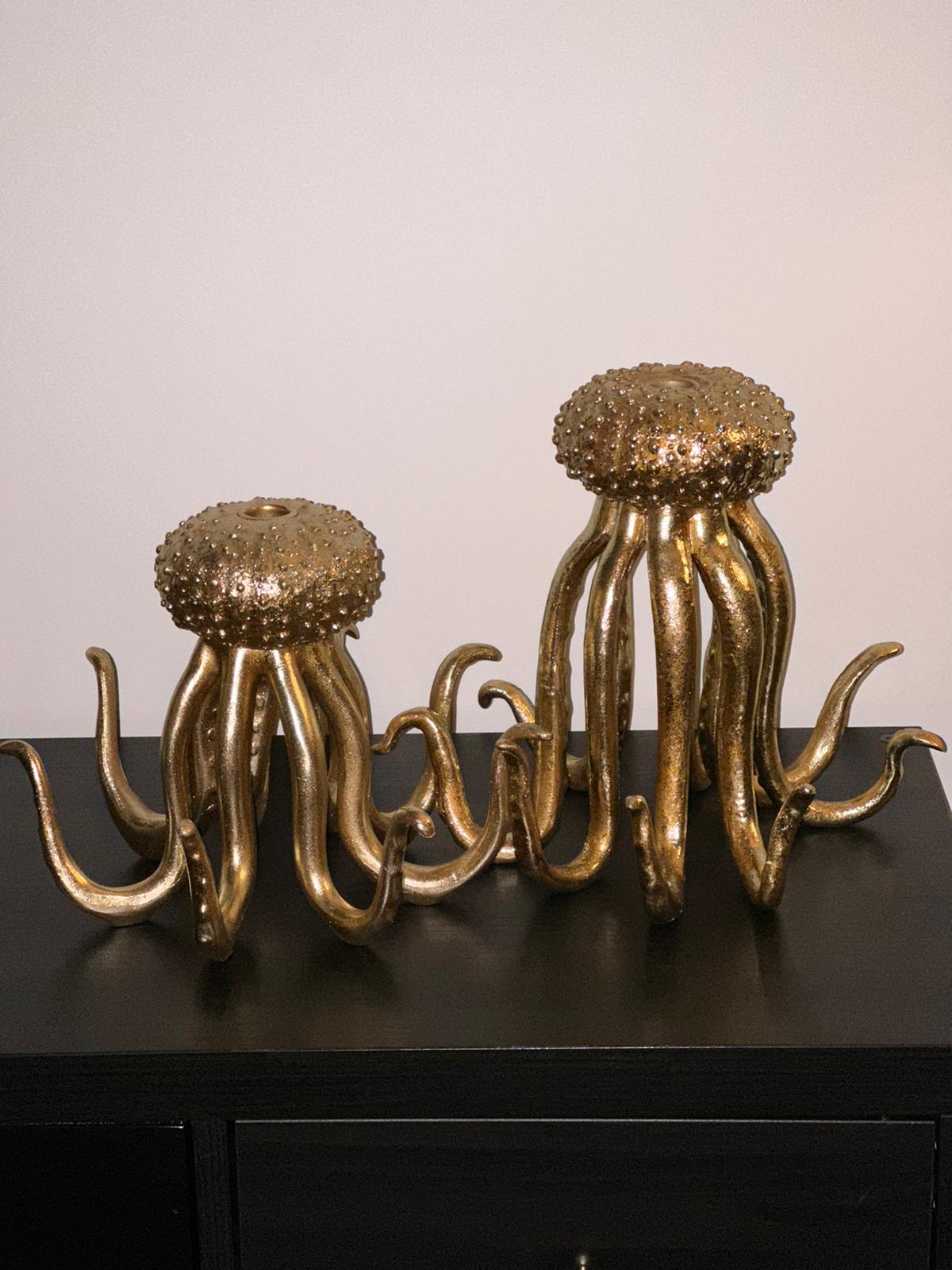 Octopus kandelaar goud klein