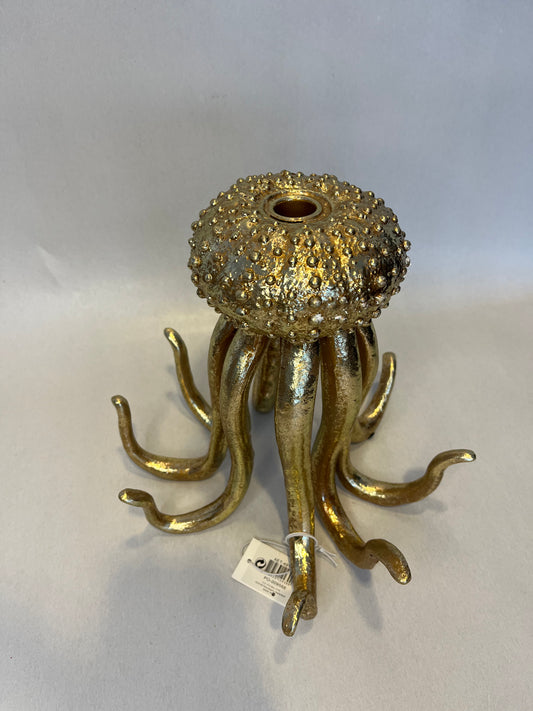 Octopus kandelaar goud groot